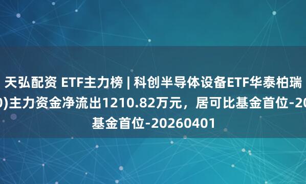 天弘配资 ETF主力榜 | 科创半导体设备ETF华泰柏瑞(588710)主力资金净流出1210.82万元，居可比基金首位-20260401